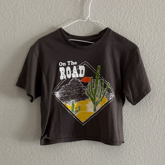 Junk Food Clothing Tops - Junk food crop On The Road Black T-Shirt